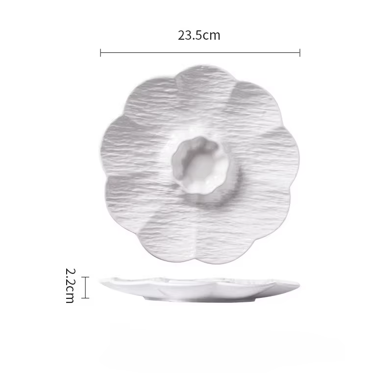 Assiette à raviolis en céramique blanche avec coupelle à vinaigre