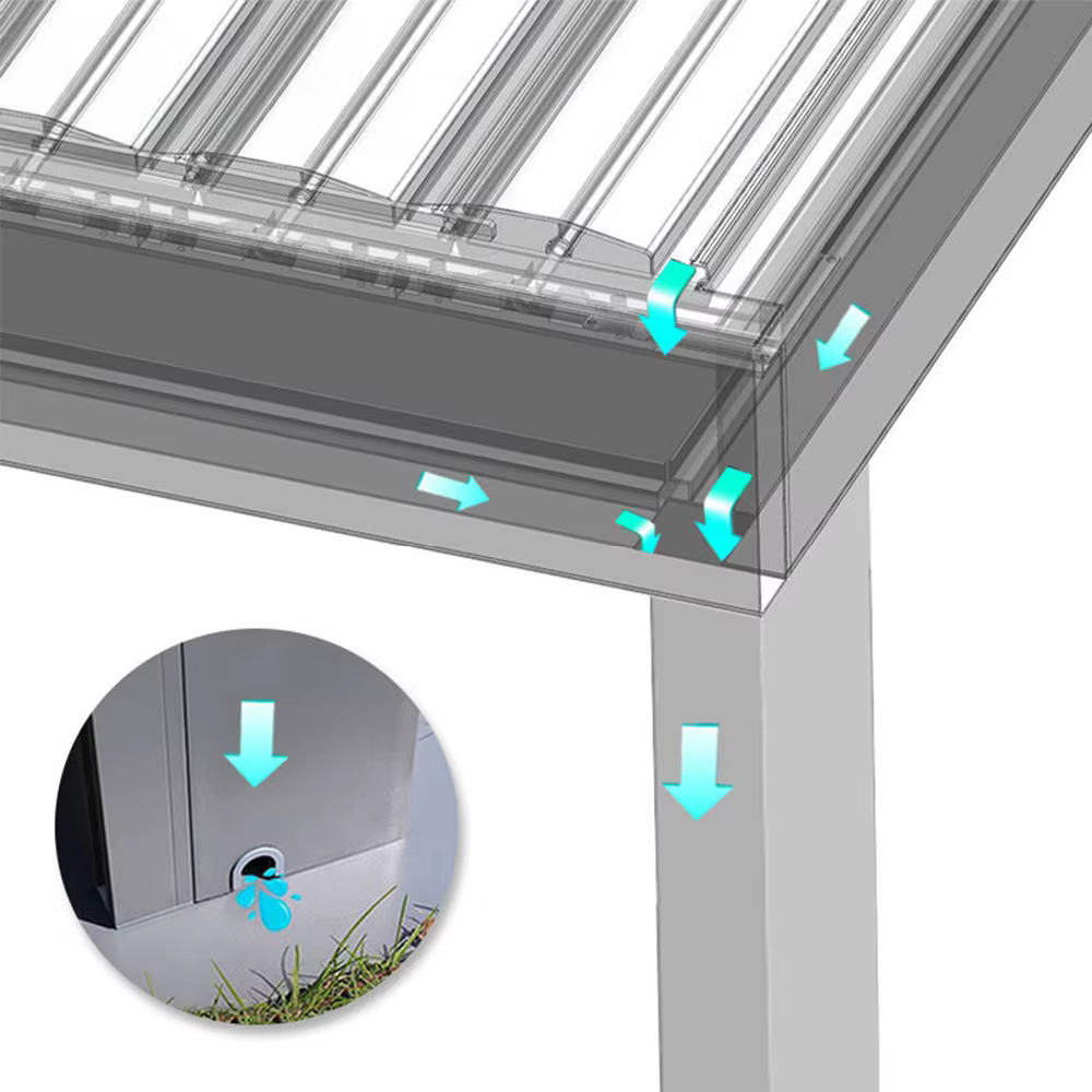 Pergola extérieure coulissante en verre pare-soleil étanche personnalisée