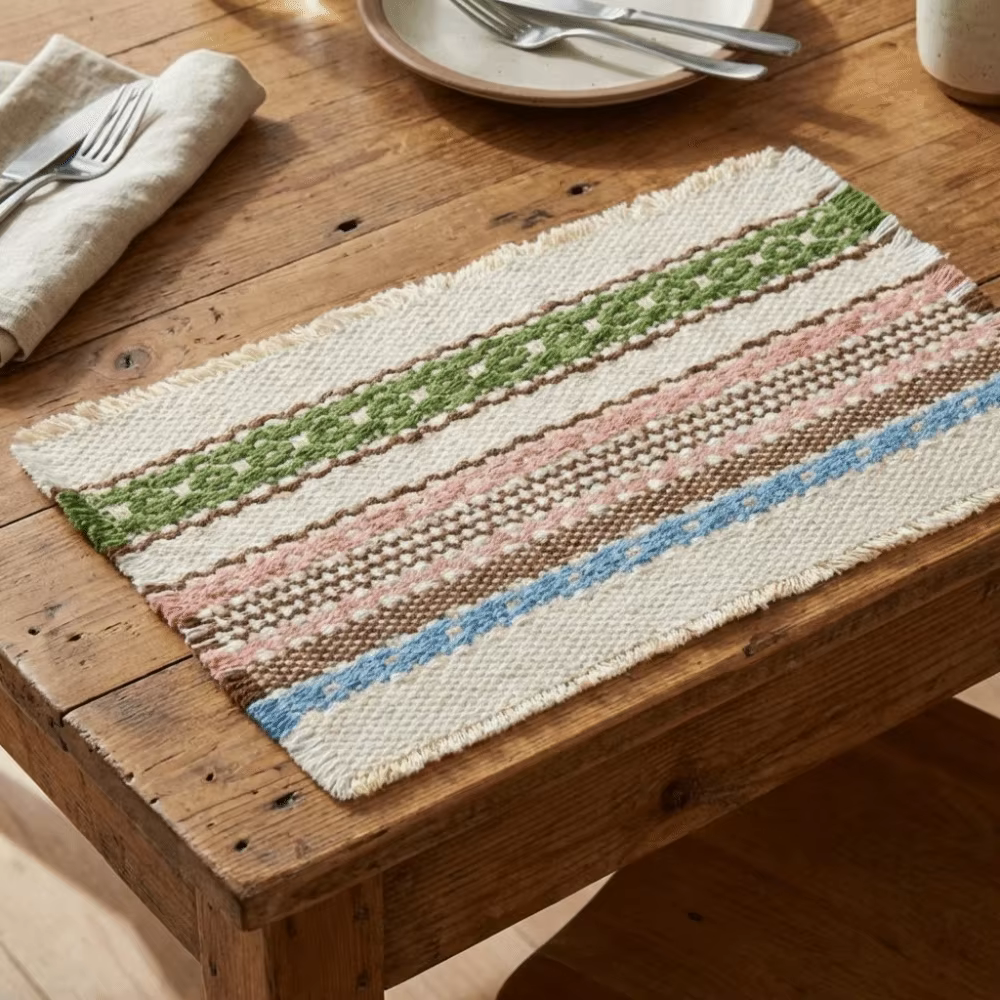 Sets de table en coton et lin tissé résistants à l'usure