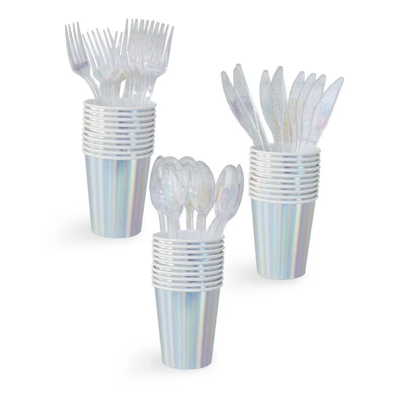 Ensemble de vaisselle couleur laser argent