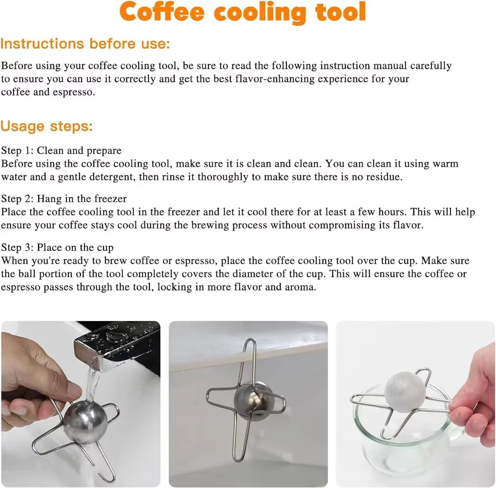 Boule réfrigérante réutilisable en acier inoxydable pour café expresso