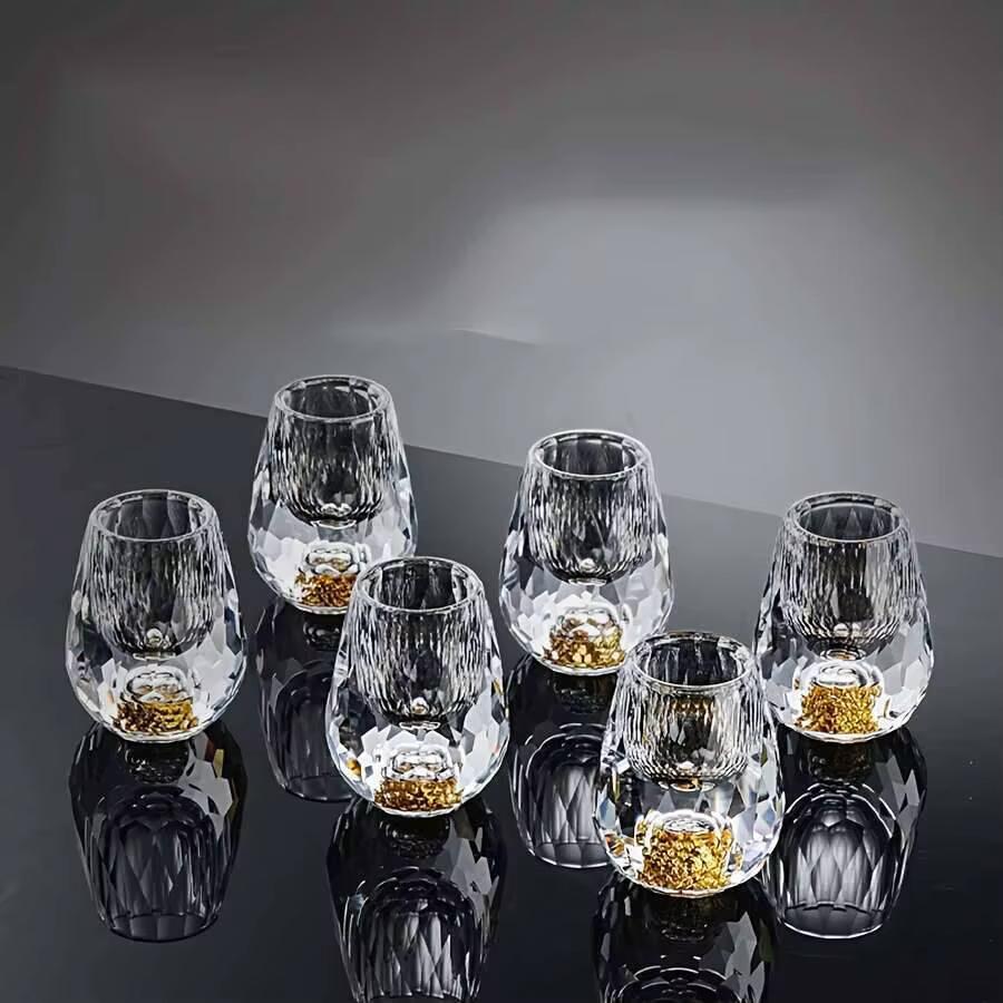 Verre à Shot de montagne doré en cristal luxueux