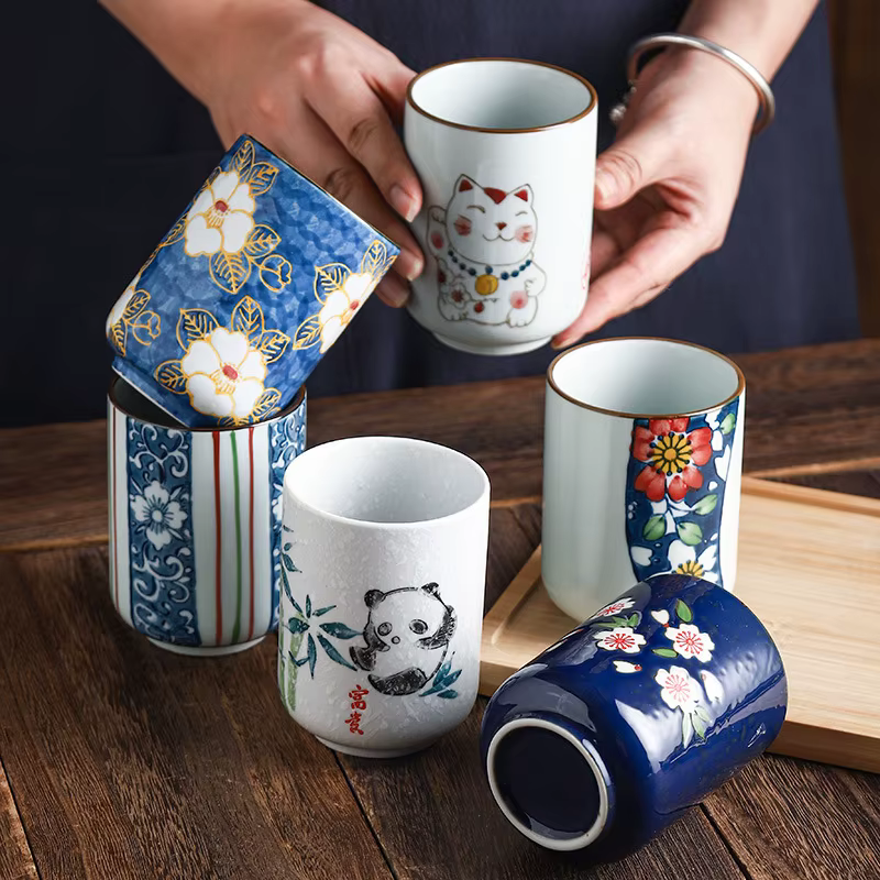 Tasse à café droite peinte à la main en céramique japonaise
