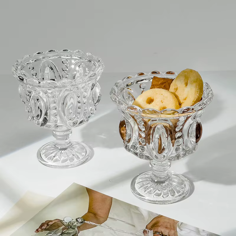 2026 Nouvelle Tasse à dessert en verre à pied haut