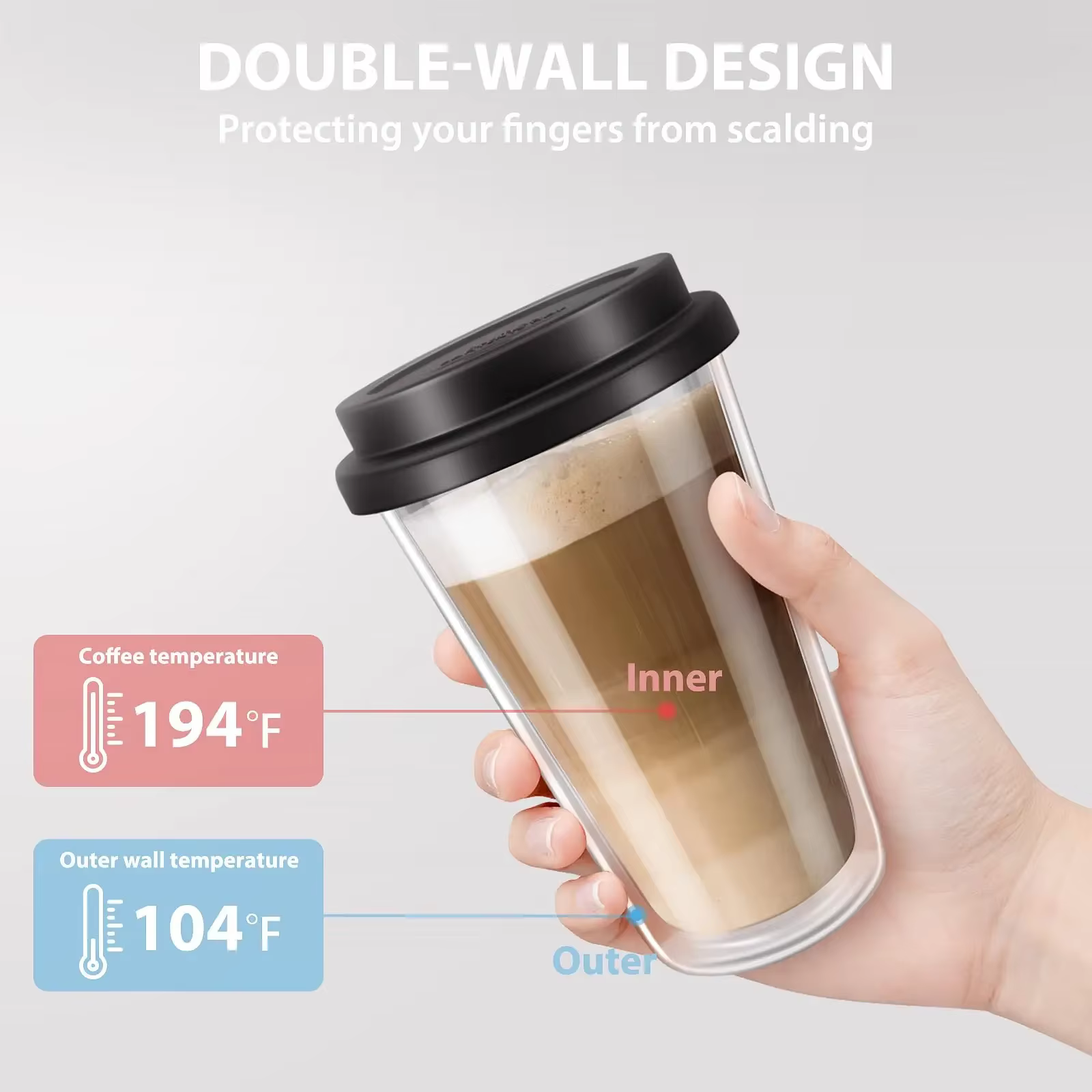 Tasses à café en verre à Double paroi de 350ml