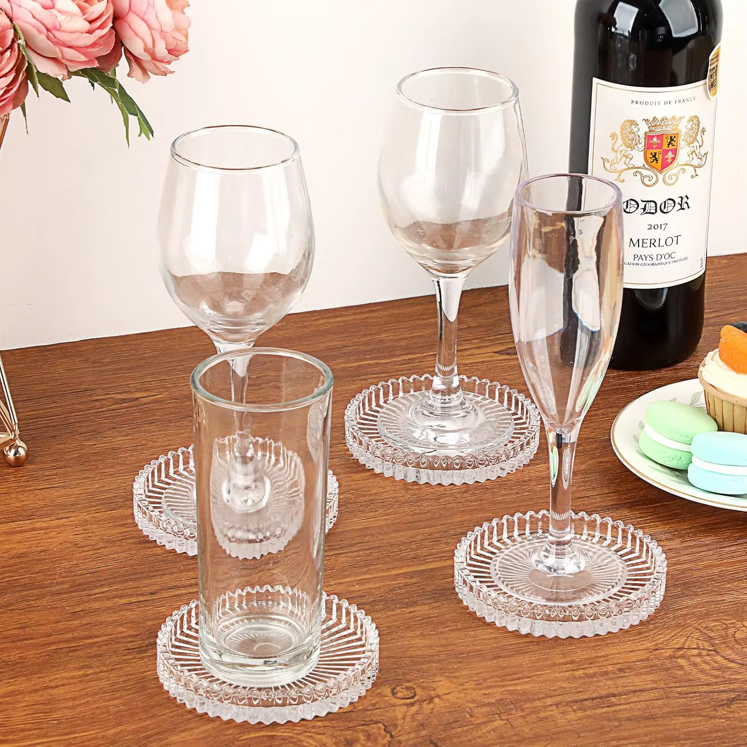 Sous-verres en verre transparent moderne pour boissons