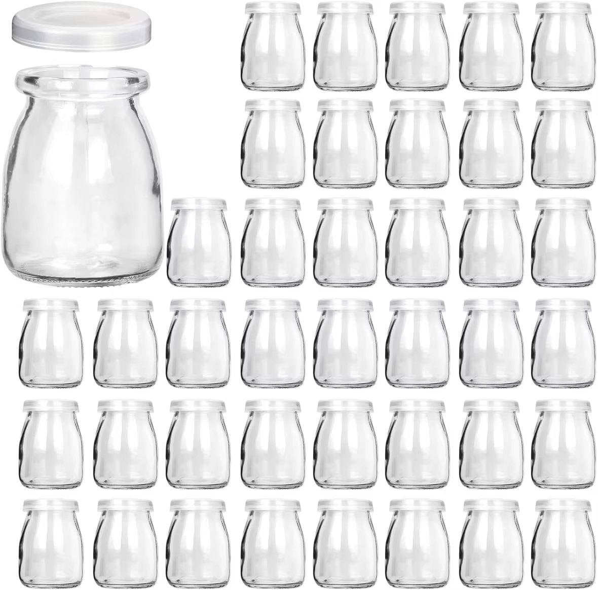 Pots en verre transparent de 4oz avec couvercles en PE
