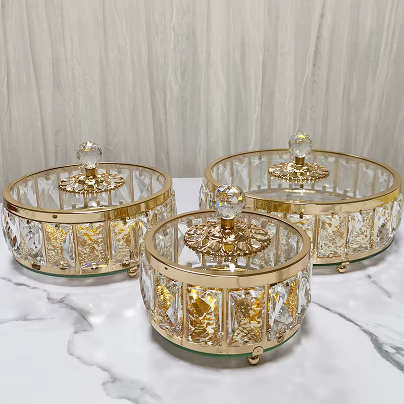 Bol à fruits en verre de cristal de luxe européen avec couvercle