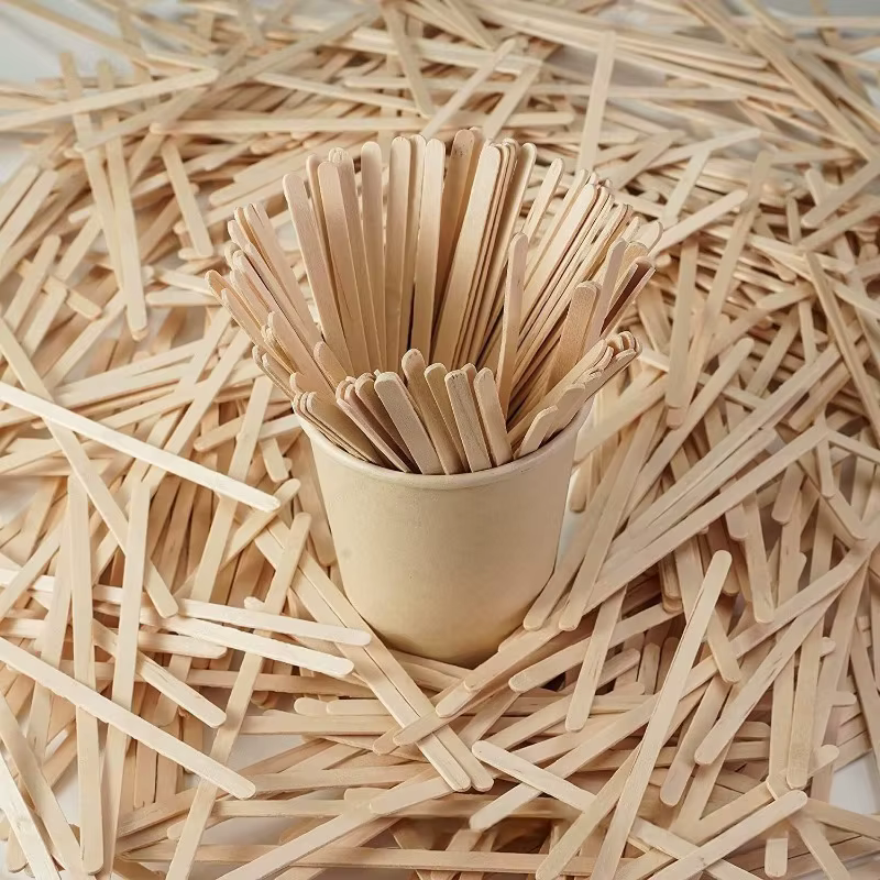 100 pièces café remuer bâtons jetables en bois naturel agitateurs