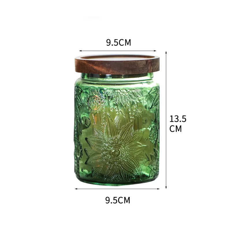 Pot scellé en verre floral rouge vintage