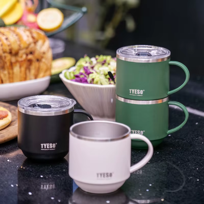 TYESO 330ML gobelet pour tasse à café en acier inoxydable isolé sous vide exquis empilable extérieur Portable sûr et fiable