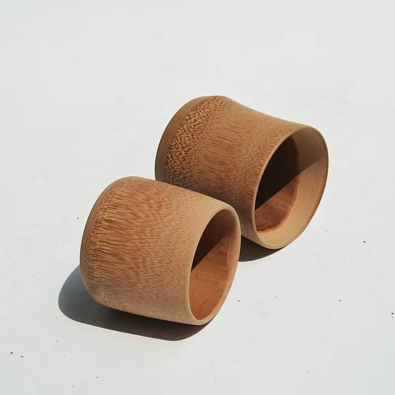 Tasses à thé rétro en bambou carbonisé naturel