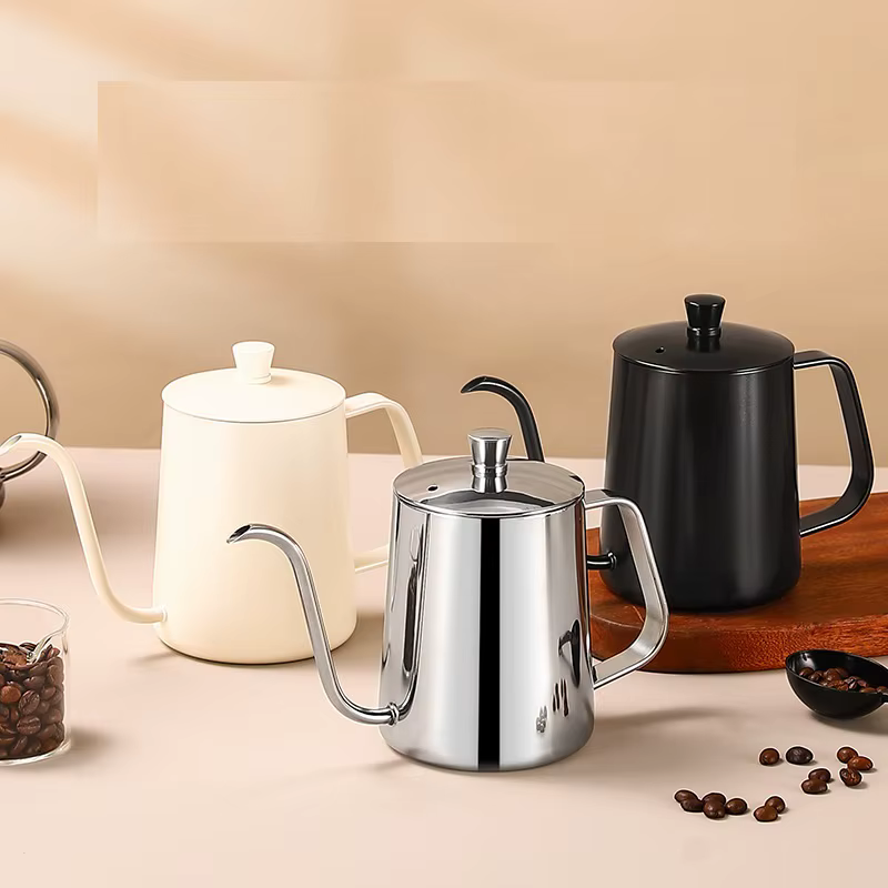 Bouilloire à café en acier inoxydable noir argenté