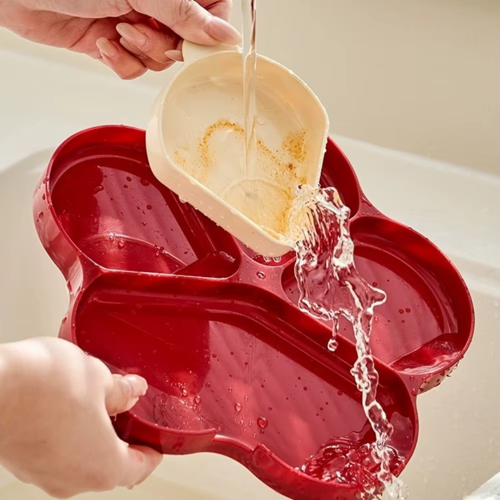 Assiette de préparation en plastique réutilisable à 4 compartiments