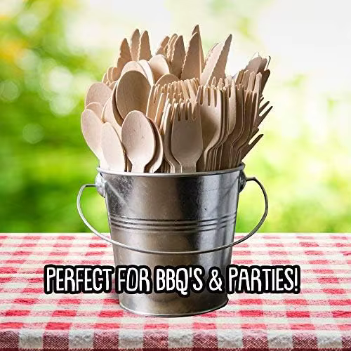 Couverts en bois jetables naturels 100% 16cm