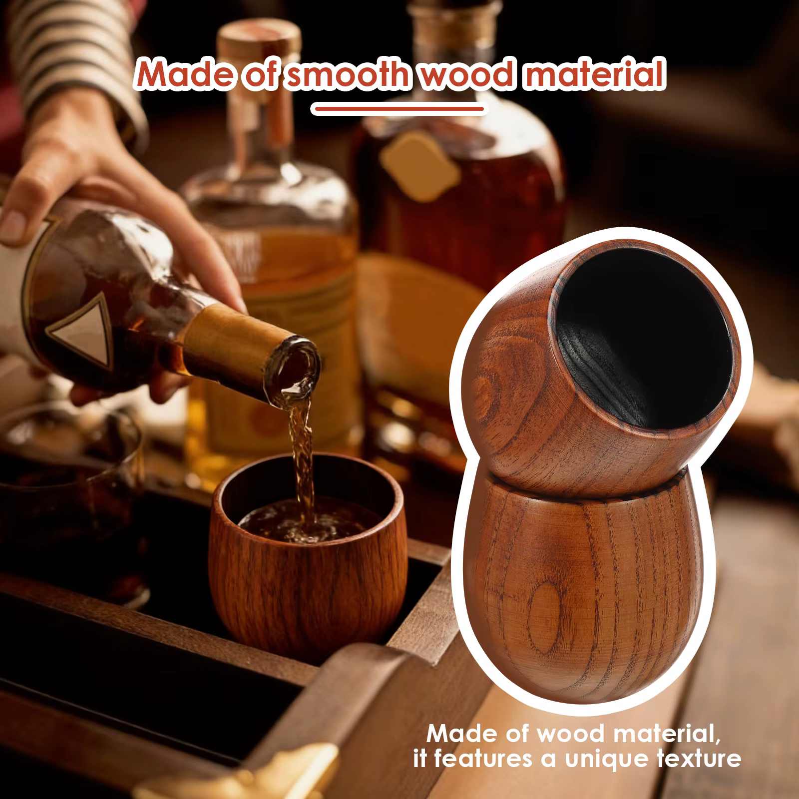 Lot de 2 verres à vin en bois de 240 ml