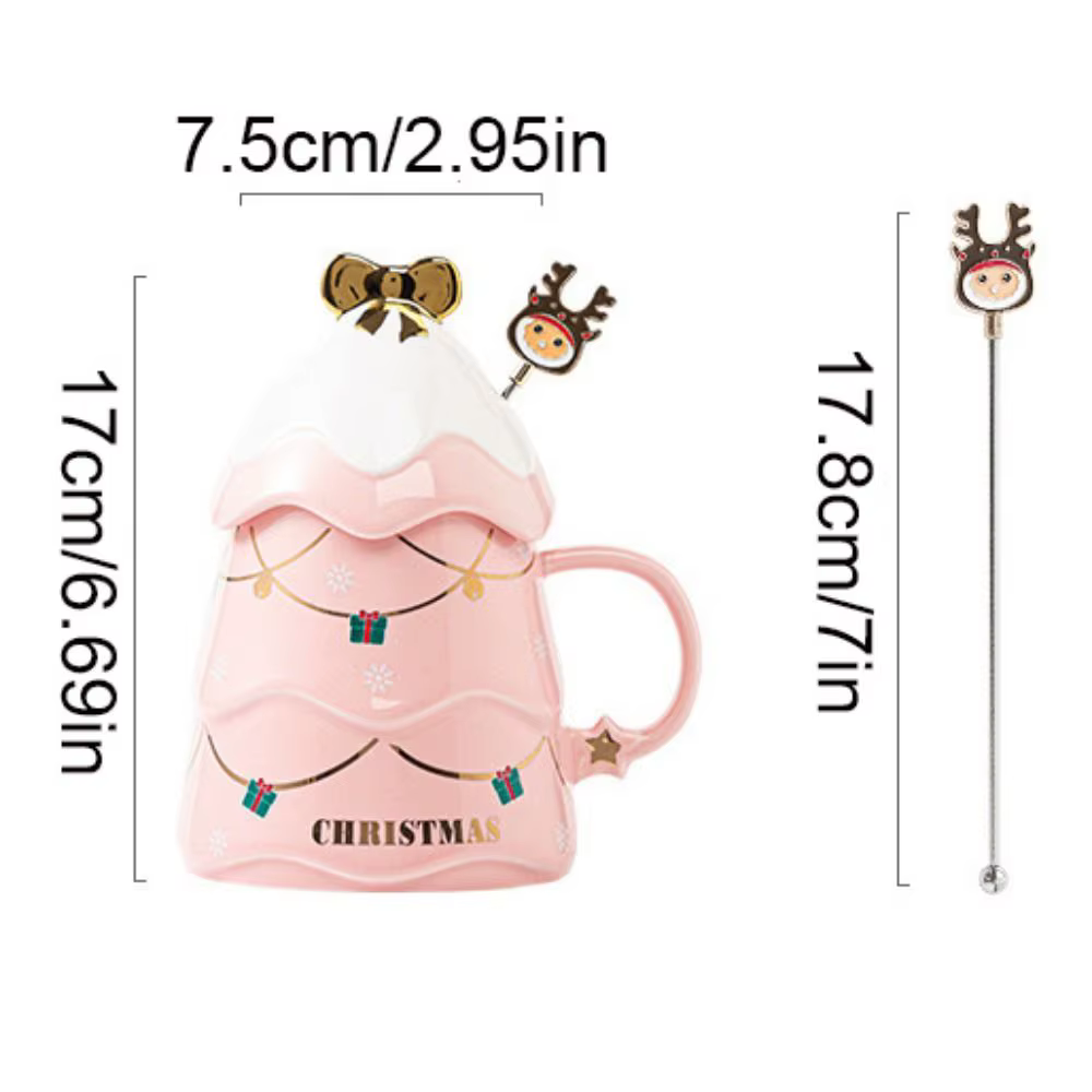 Avec couvercle et cuillère Tasse en céramique pour arbre de Noël