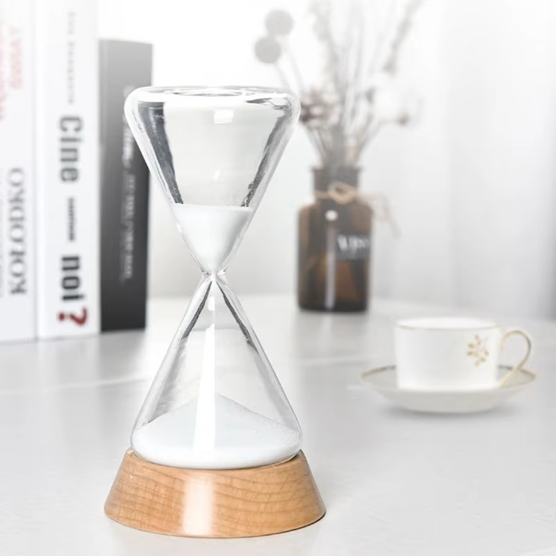 Nouveau sablier de temps de gouttelette de verre nordique avec Base en bois décoration de la maison artisanat cadeau