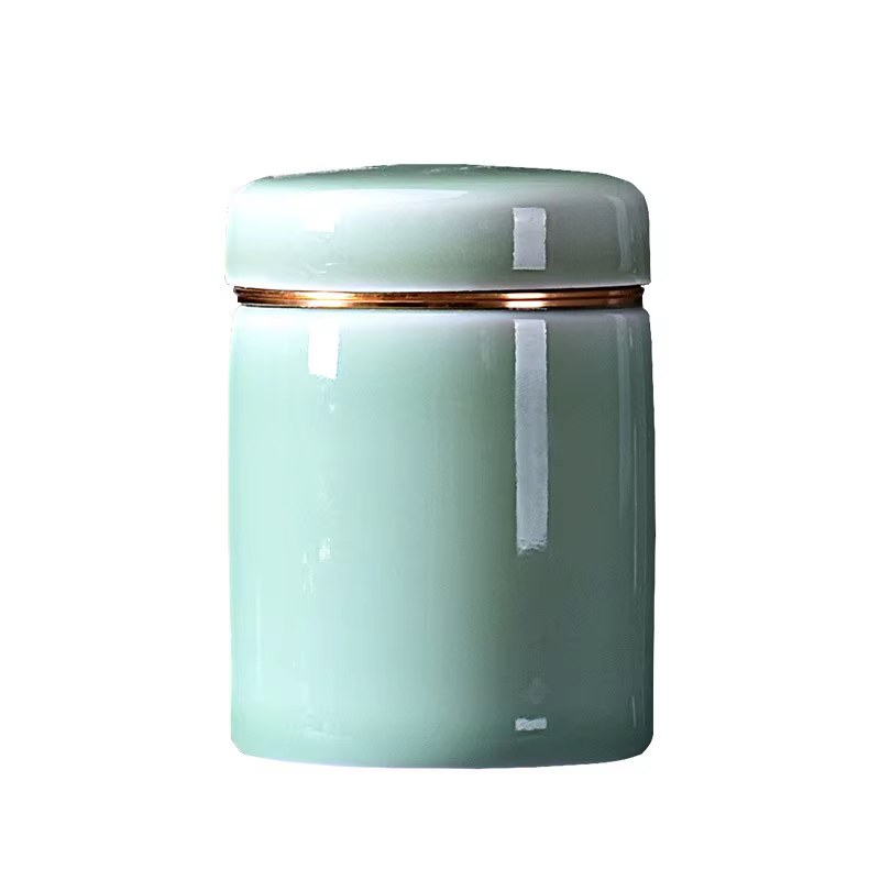 Pot à thé céladon en céramique trompette boîte d'emballage de thé pot scellé Mini pot à thé Portable conteneur de