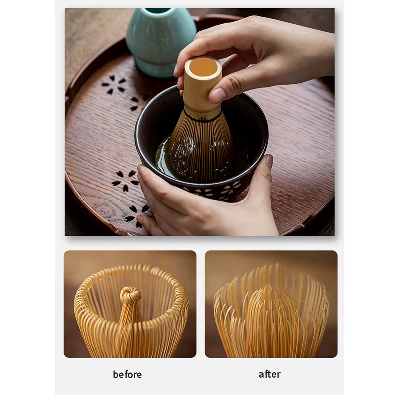 Fouet à thé Matcha japonais (Chasen) Cuillère à thé (Chashaku) Thé