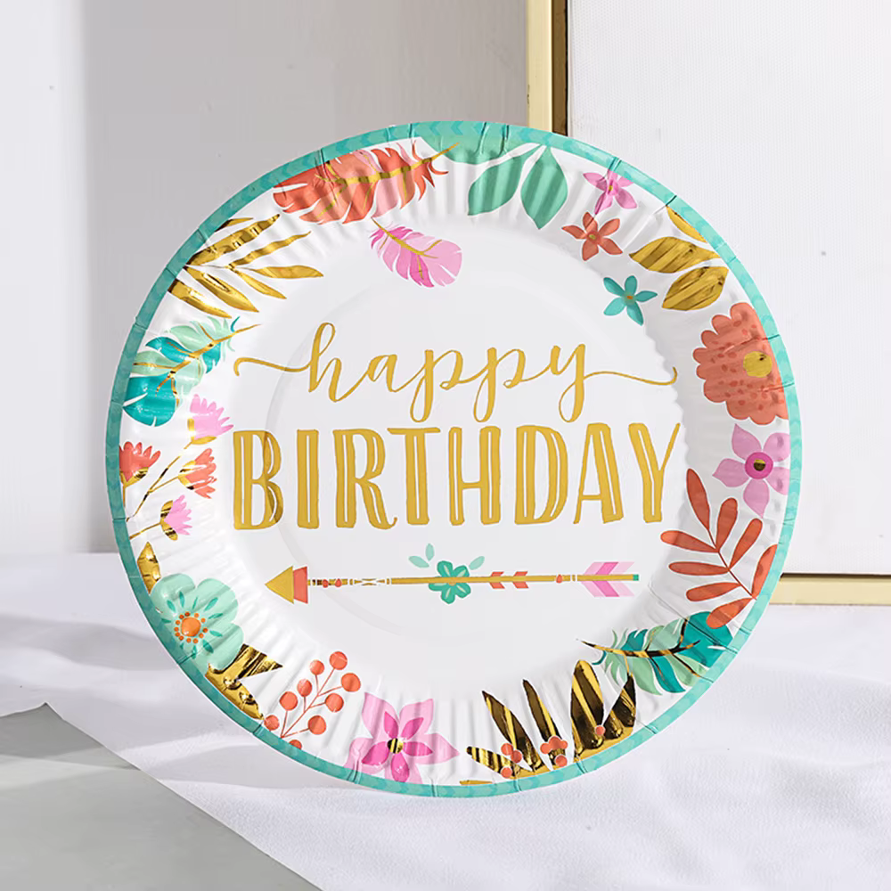 Assiettes rondes en papier jetables multicolores de 7 pouces