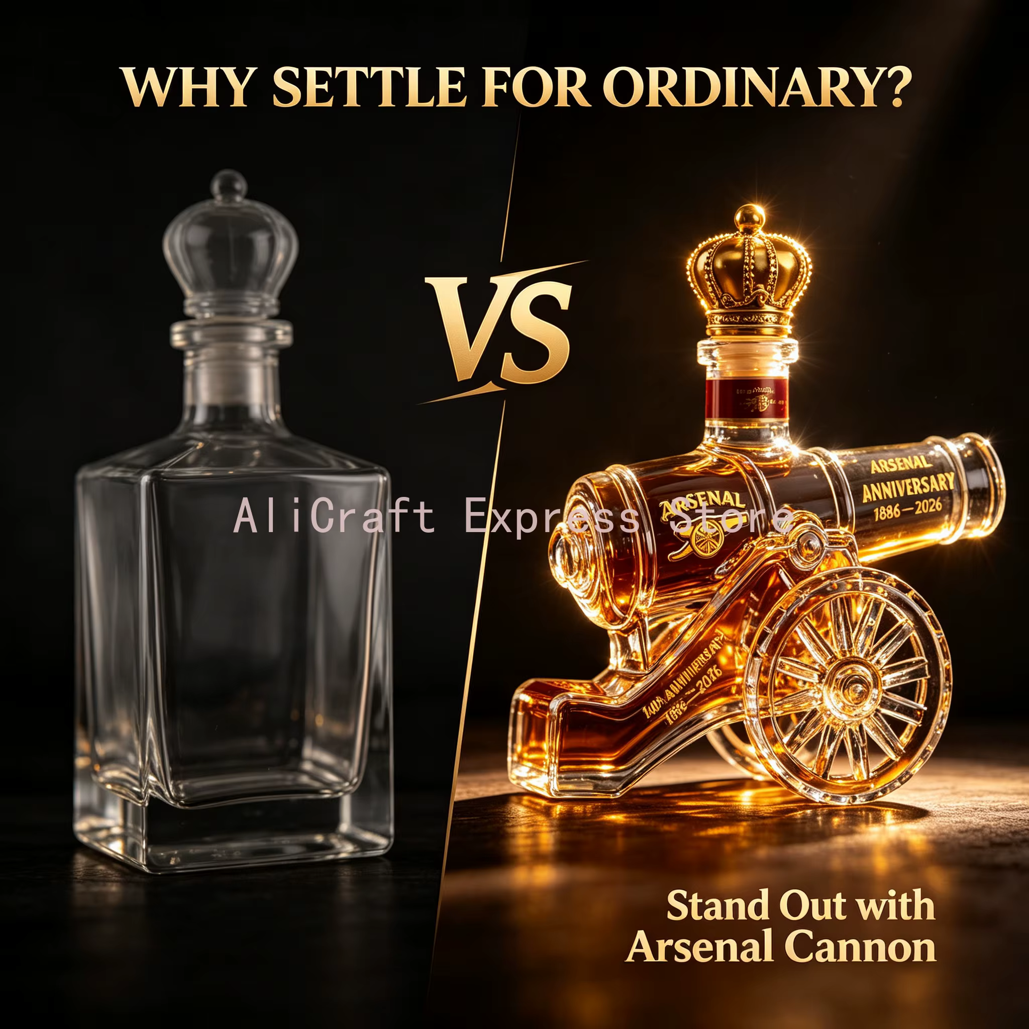 Carafe en verre Arsenal Cannon 140ème anniversaire, bouteille de whisky et de vin, objet de collection pour les fans de football, décoration de bar, ornement