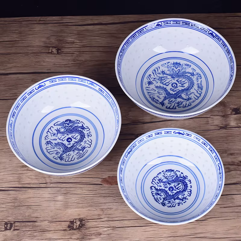 Vaisselle en céramique porcelaine bleue et blanche bol à soupe Ramen bols à riz chinois motif Dragon