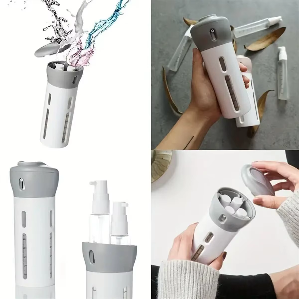 Bouteille distributrice de liquide de voyage Portable 4 en 1