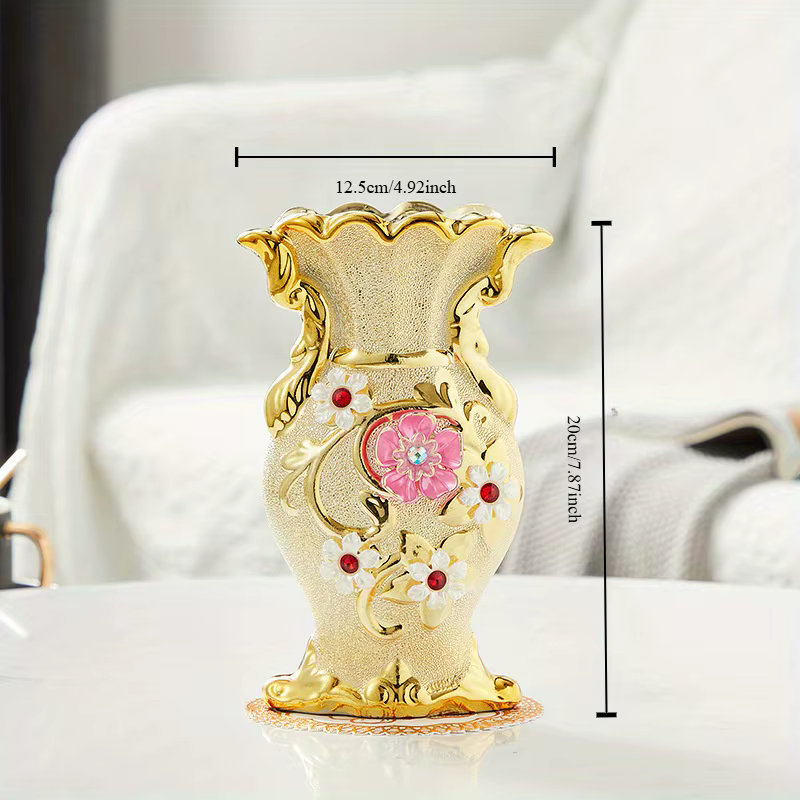 Vase à fleurs en porcelaine givrée dorée