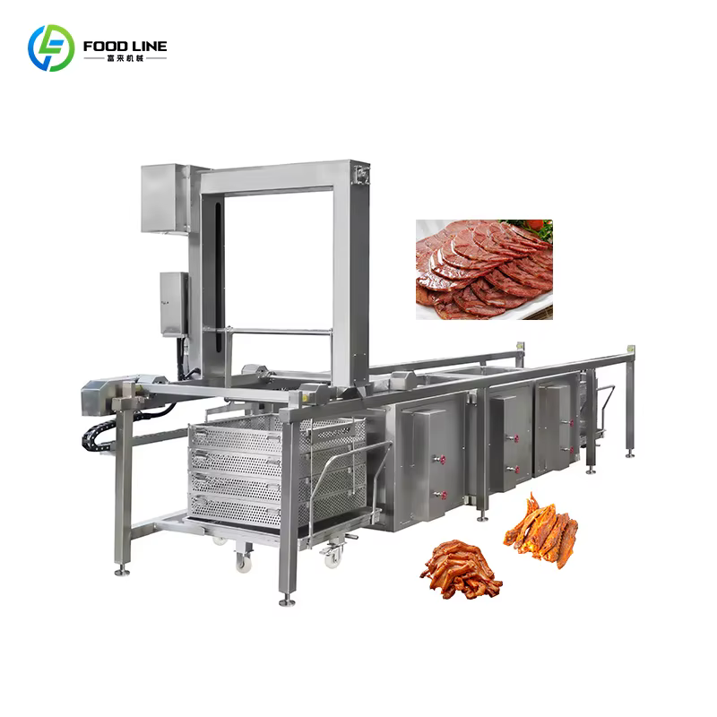 Chaîne de cuisson continue pour viande (bœuf et mouton) – Machine de cuisson industrielle pour cantines – Équipement de transformation alimentaire personnalisable