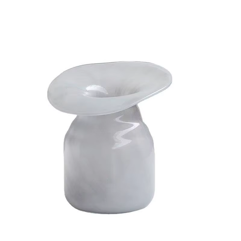 Vase en verre gris pour hydroponie