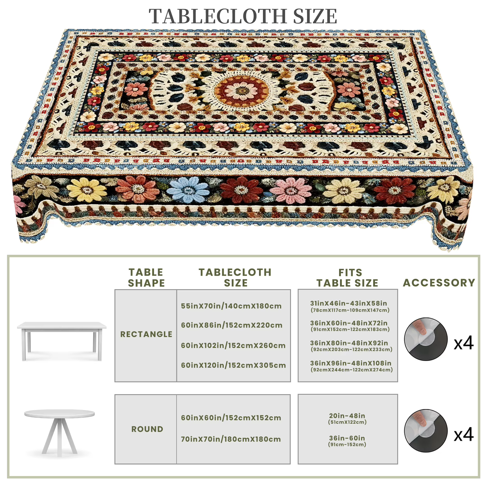 1 nappe de style bohème imprimée