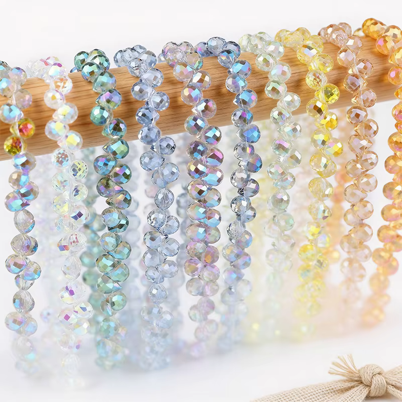 Perles en verre en forme de goutte d'eau scintillantes, motif fraise, trou horizontal, 8 mm, perles en vrac, fournitures pour la fabrication de bijoux DIY