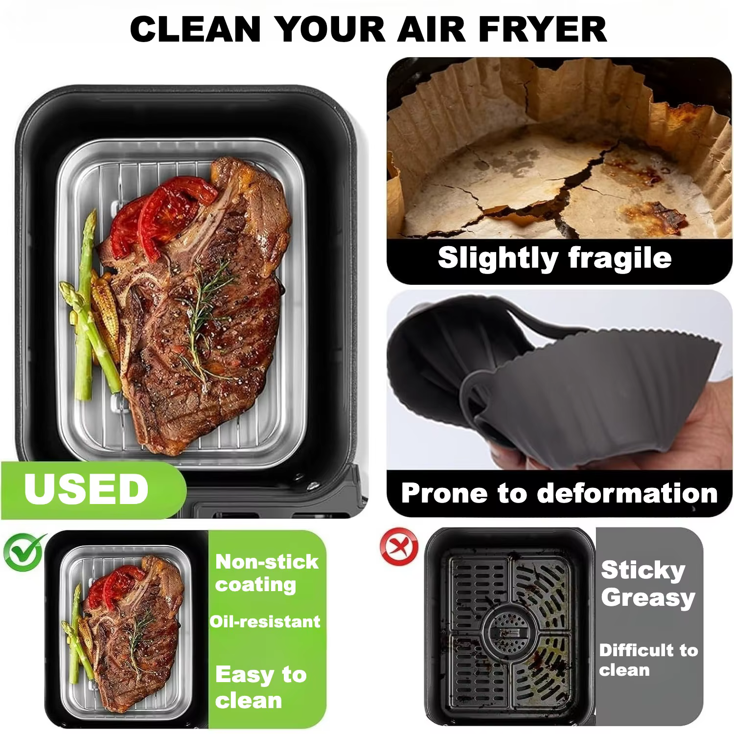 Plat à four en acier inoxydable pour friteuse à air