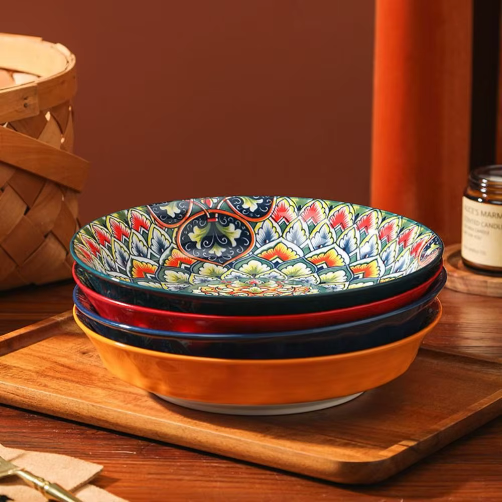 Vaisselle motif fleur assiette en céramique bohème