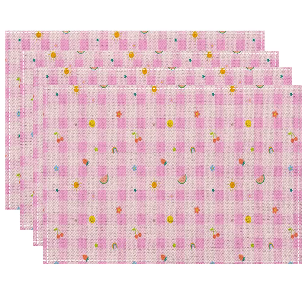 Napperons de table à motifs damier multicolores