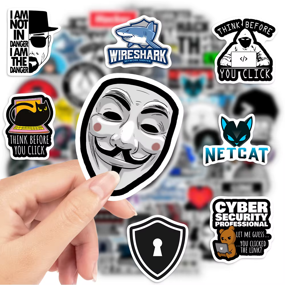 Autocollants de sécurité Anonymou pour ordinateur portable et téléphone, décalcomanies décoratives imperméables pour pare-feu Cracker, bouteille de scrapbooking, cybersécurité, hackers