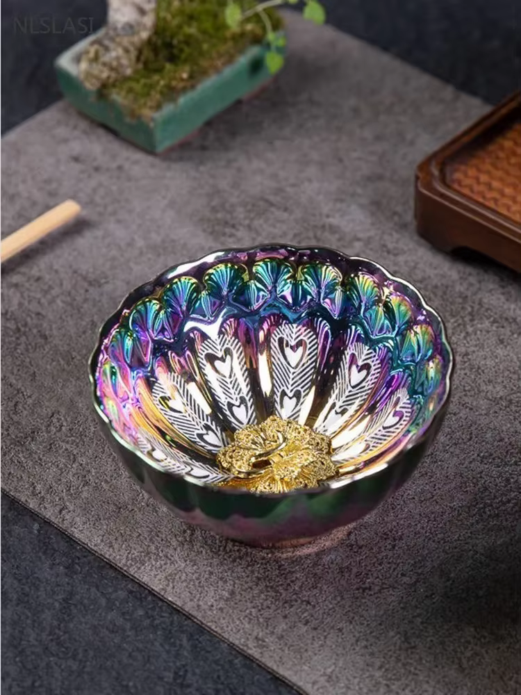 Tasse à thé paon colorée de 140ml