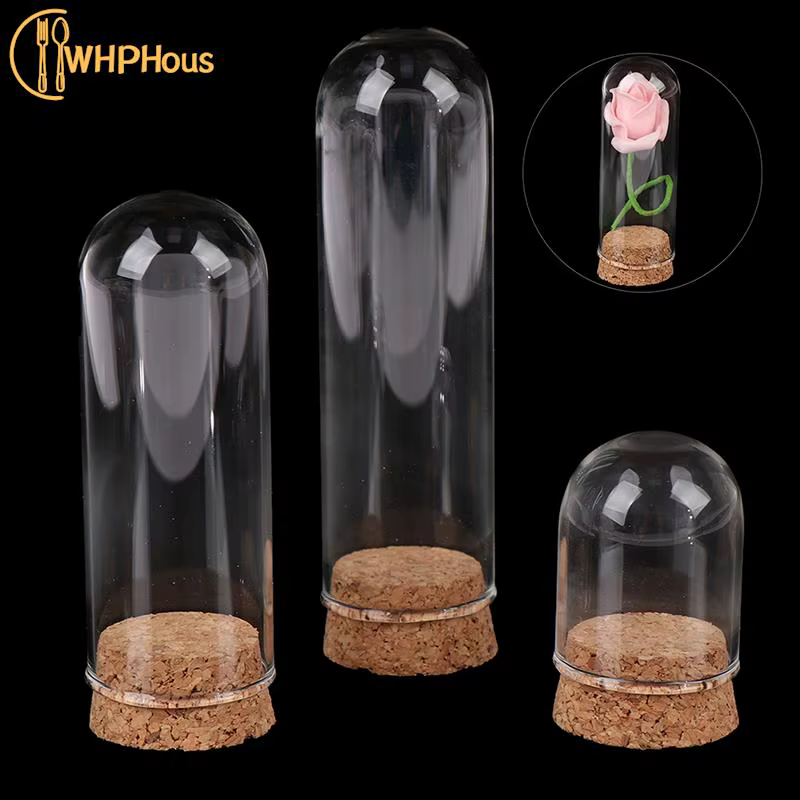 Cloche en verre avec base en bois