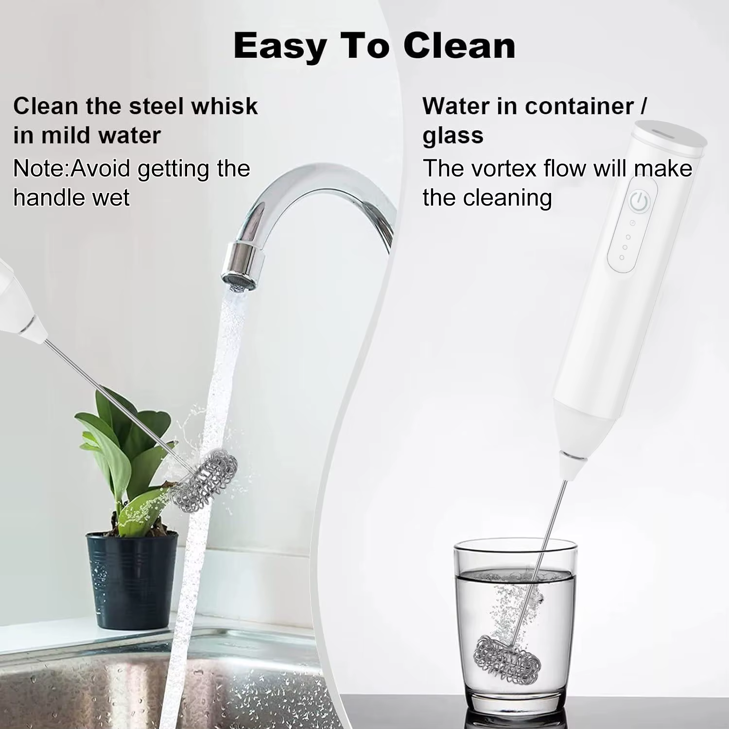 Mousseur à lait sans fil électrique type-c mélangeur à main en acier inoxydable Mini cafetière fouet