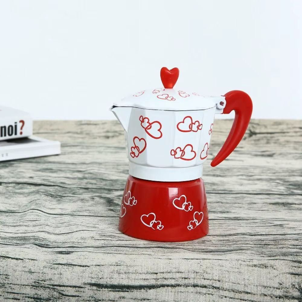 Pot à moka en aluminium à motif de cœur personnalisé