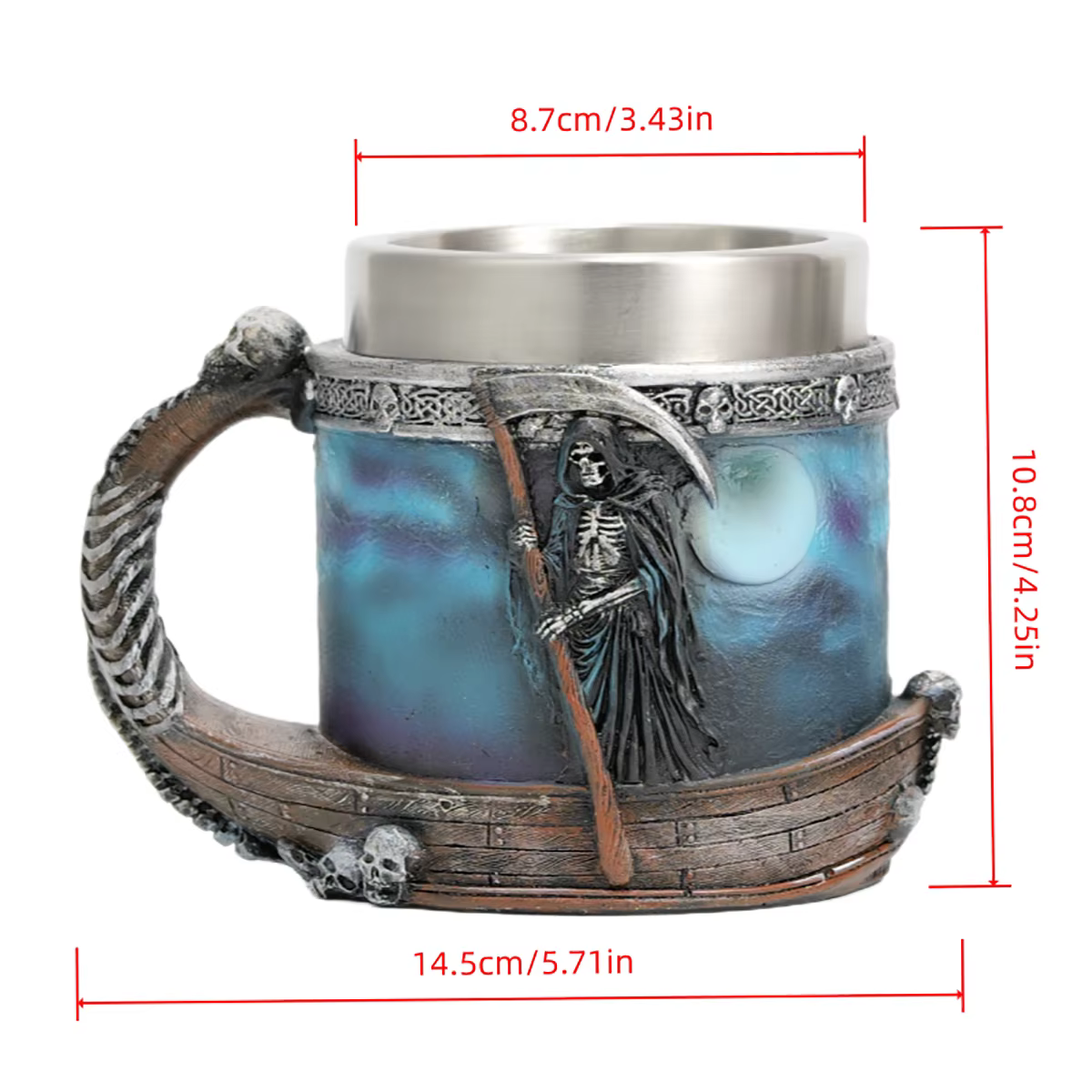 Tasse de la Série Grim Reaper en Acier Inoxydable et Résine