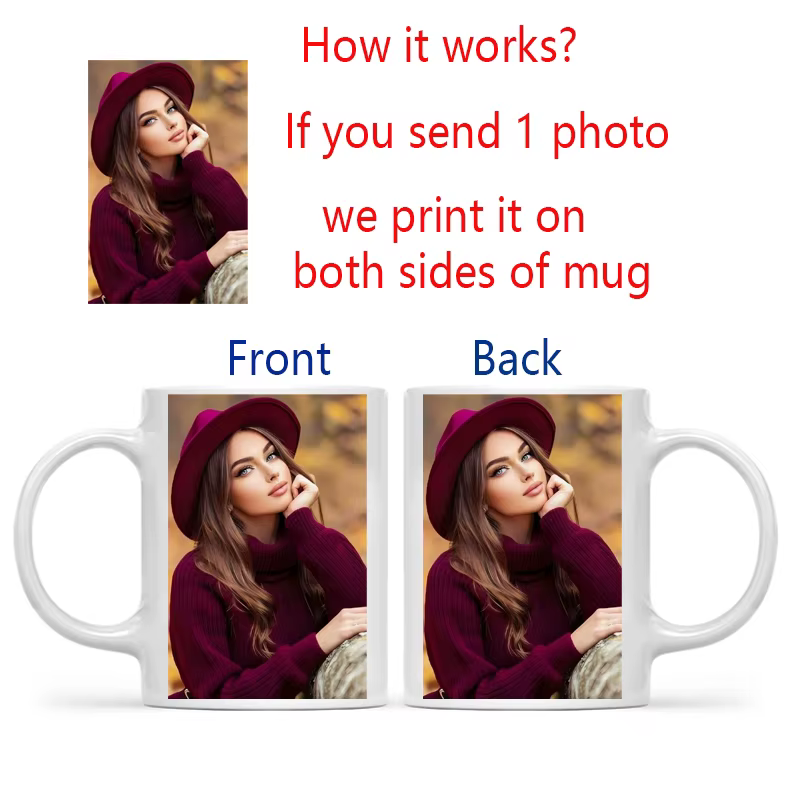 Tasse à café noire avec Photo personnalisée