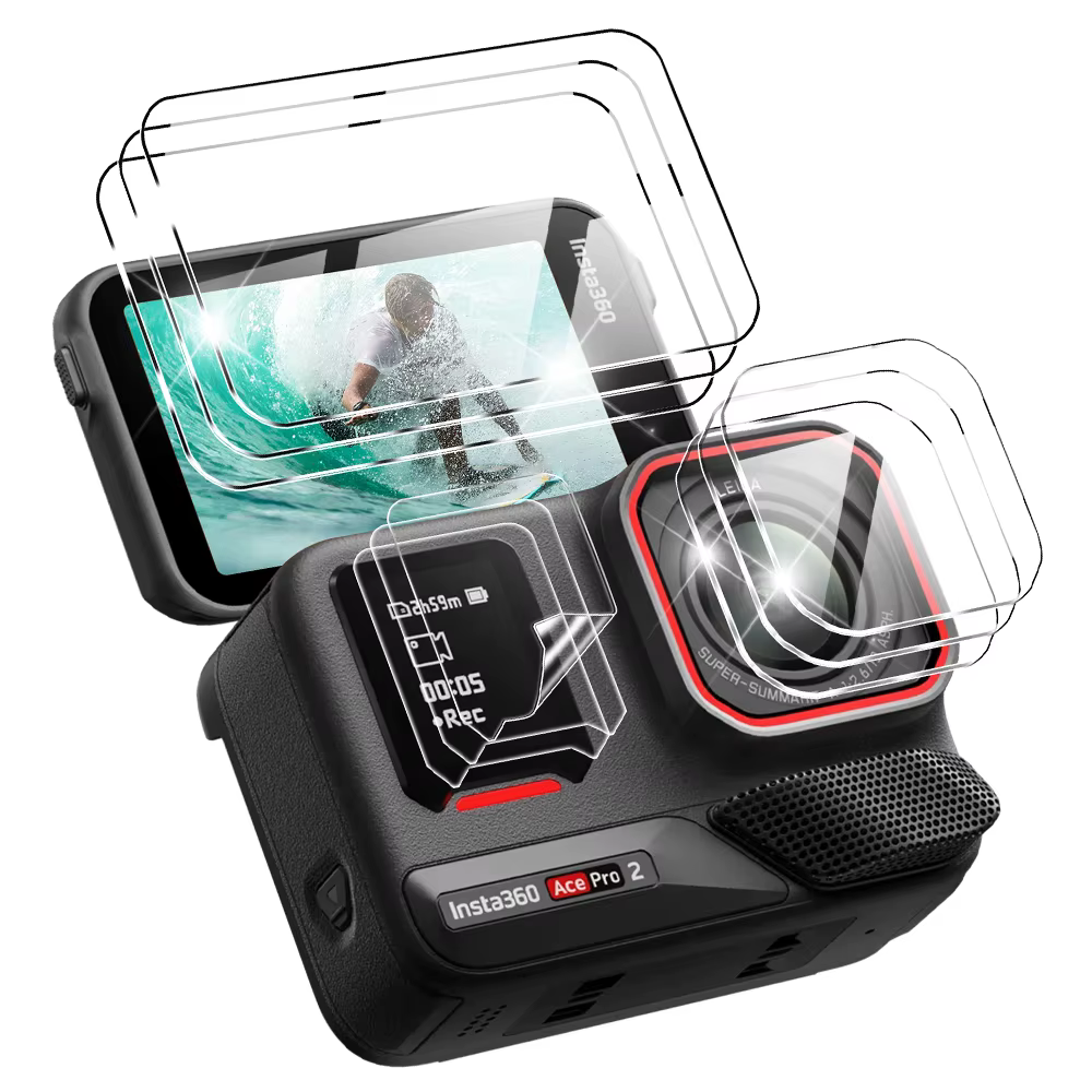Verre trempé 3-en-1 pour Insta360 Ace Pro 2/1, protecteur d'écran et d'objectif d'appareil photo, film en verre anti-rayures, ensemble d'accessoires Insta 360