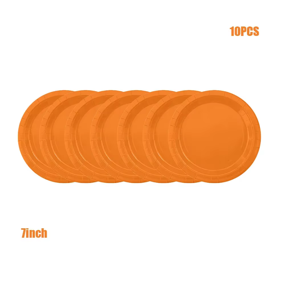 Vaisselle Jetable Orange Uni Assiettes En Papier Tasses Serviettes Nappe Décoration De Fête D'anniversaire Halloween Automne Thanksgiving Mariage Baby Shower Fournitures De Table Élégantes