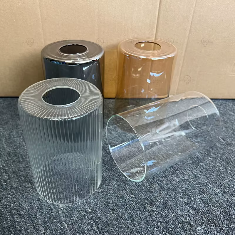 Abat-jour cylindrique en verre transparent/ambre/gris fumée E27/E26 remplace les lampes suspendues, les appliques murales et les lampes de vanité