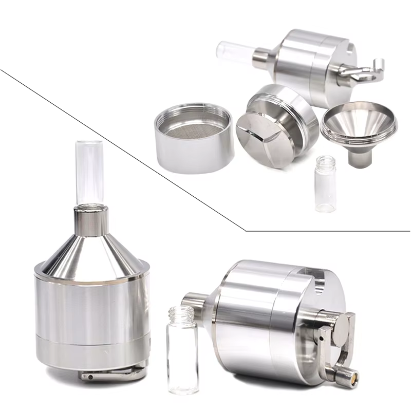 Broyeur à main en métal de diamètre 44mm, broyeur à main, entonnoir inférieur de poudre de broyage avec verre