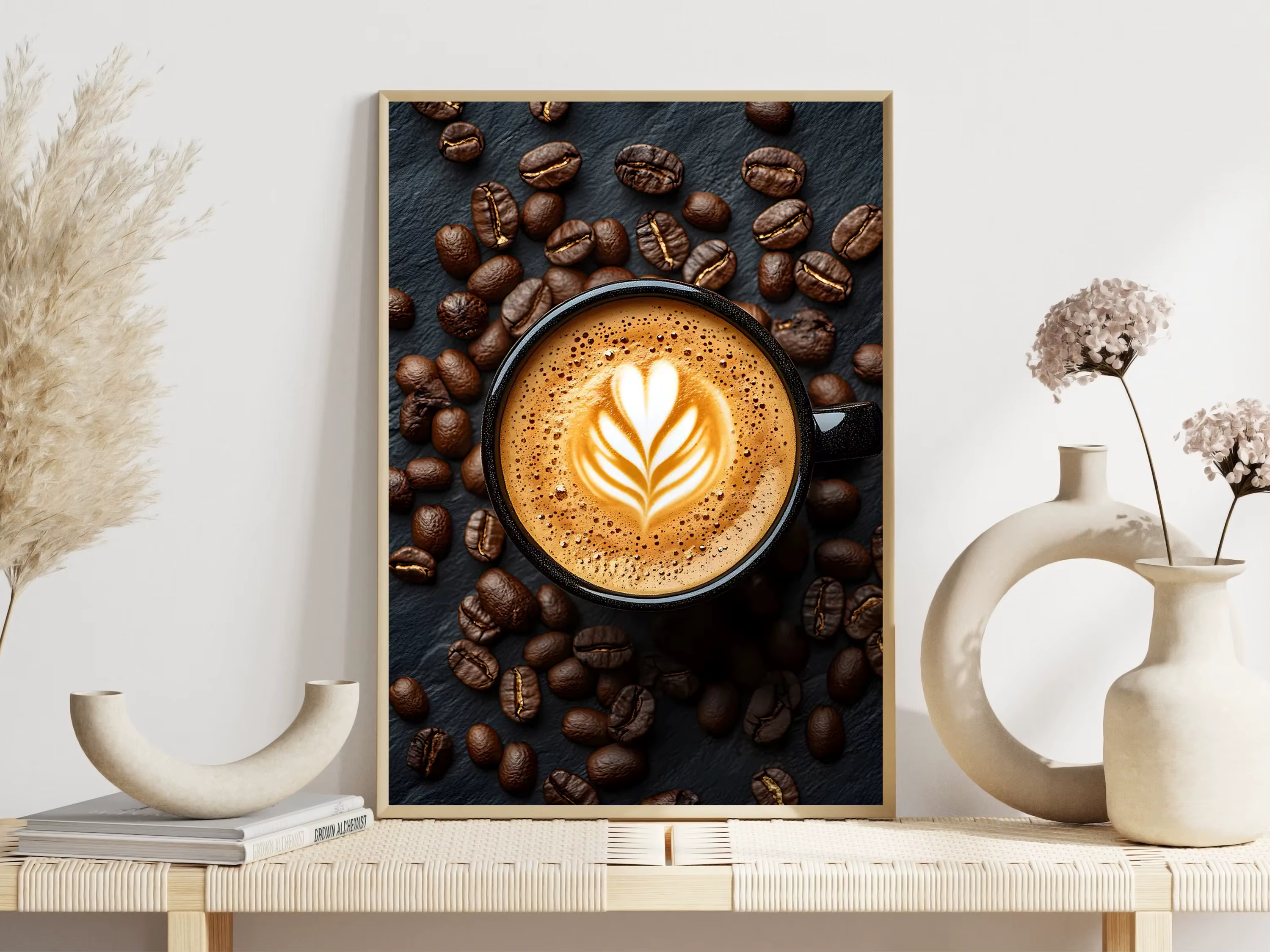 Affiches de photographie de tasse à café et de haricots