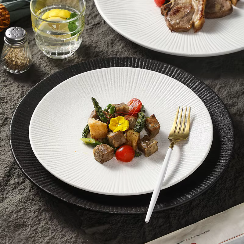 Assiette de table rétro noire assiettes de cuisine chinoise
