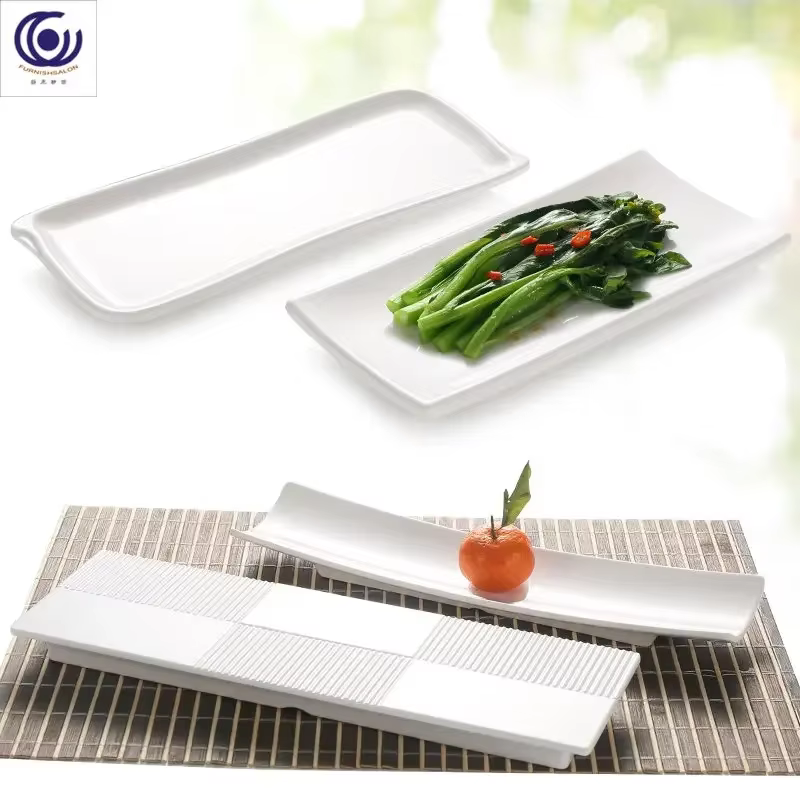 Assiette rectangulaire en plastique imitation mélamine